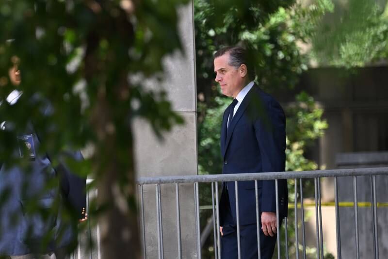 WILMINGTON, DELAWARE - JULY 26: Hunter Biden, son of U.S. President Joe Biden, departs the J. Caleb Boggs Federal Building and United States Courthouse on July 26, 2023 in Wilmington, Delaware. Biden pleaded not guilty to two misdemeanor tax charges in a deal with prosecutors to avoid prosecution on an additional gun charge. However, the federal judge overseeing the case unexpectedly delayed Biden's plea deal and deferred her decision until more information is put forth by both the prosecution and the defense. (Photo by Mark Makela/Getty Images)