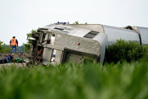 Photos: Amtrak train derails in Missouri after striking truck on tracks