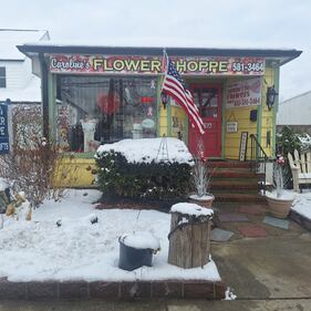 Tina from Islip sent the view from outside Caroline's Flower Shoppe